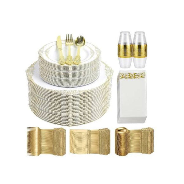 Plastic Dinnerware Set for 25 Guests