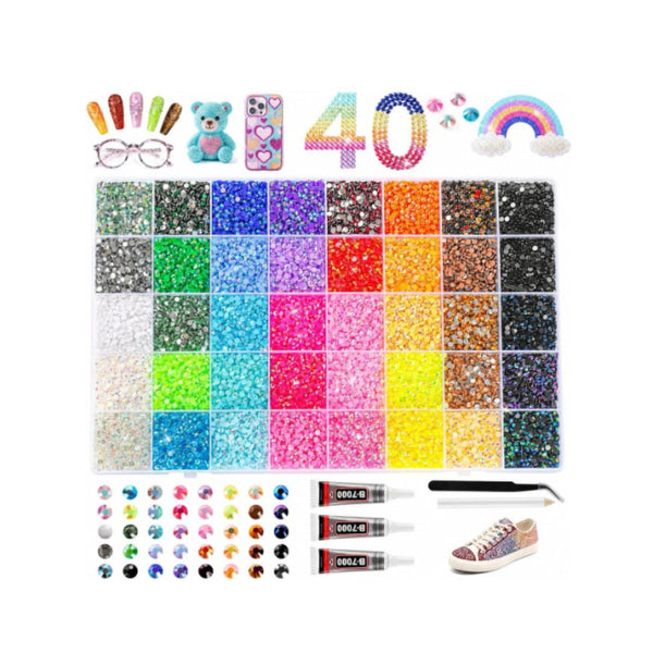 40,000 Count Flatback Resin Rhinestones Bedazzling Kit