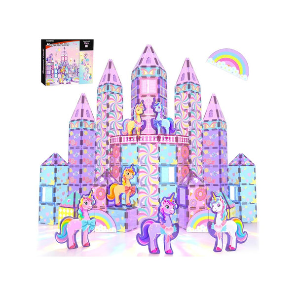 100-Pcs Unicorn Magnetic Tiles Building Set