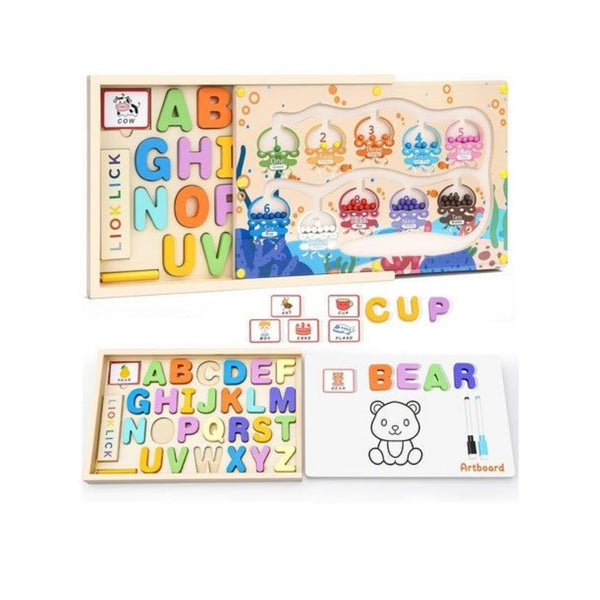 4-in-1 Magnetic Maze & Alphabet Puzzle Toy Box