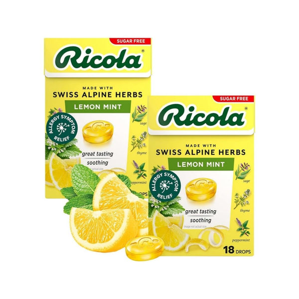2-Pk Ricola Sugar Free Lemon Mint, 18-Ct Bo
