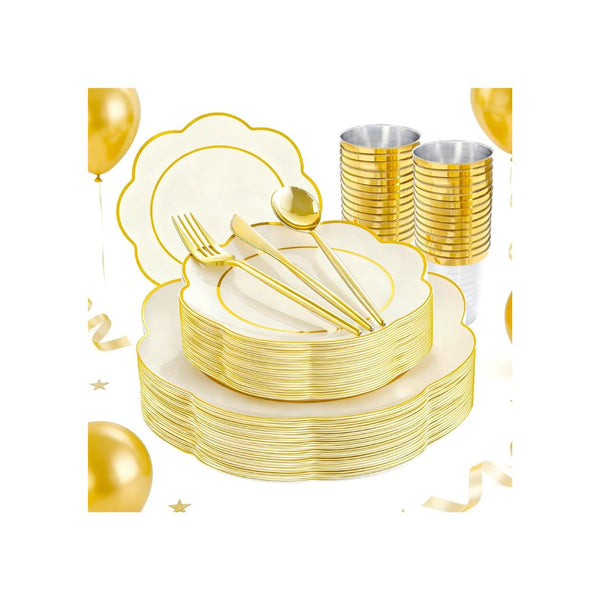 180-Pcs Plastic Dinnerware Set
