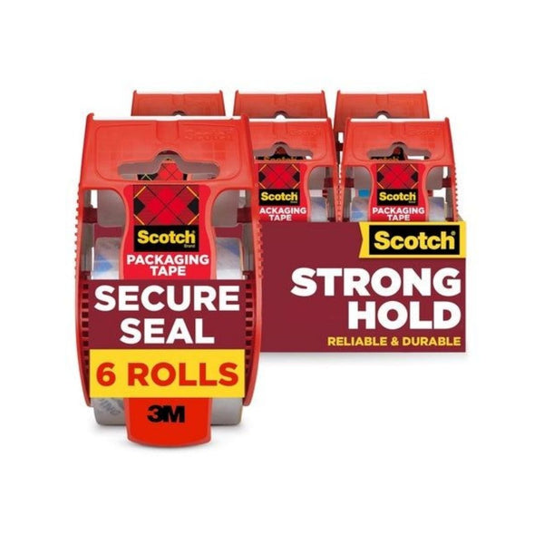 6 Rolls Scotch Secure Seal Packing Tape with Dispensers
