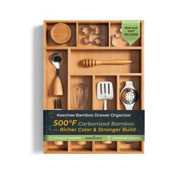 8 Slot Bamboo Kitchen Drawer Organizer