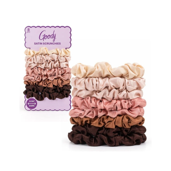 8-Count Goody Ouchless Skinny Satin Scrunchies