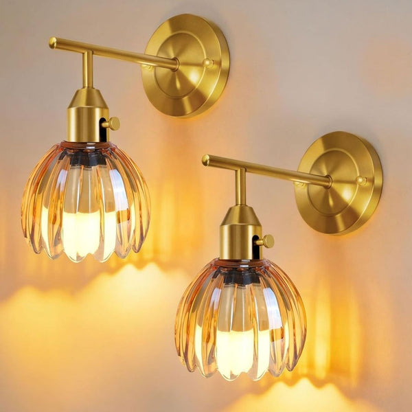 Set of 2 Vintage Gold Wall Sconces
