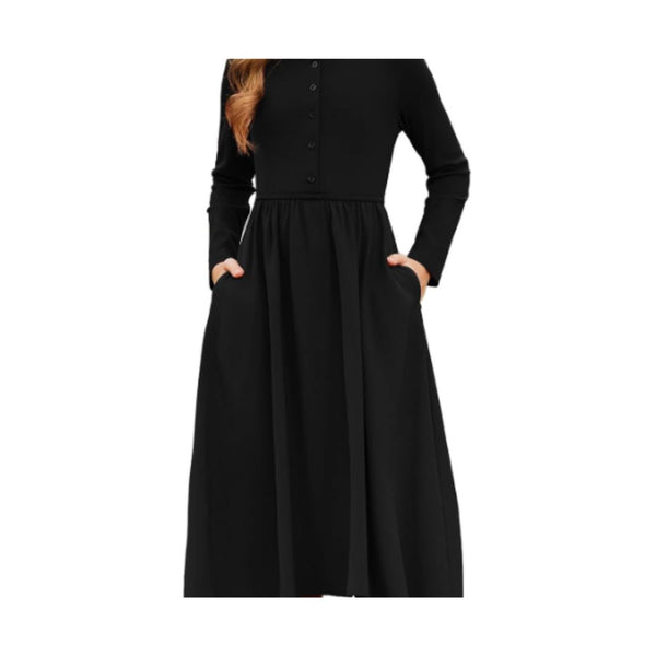 Girls Long Sleeve Maxi Dress (Many Colors)