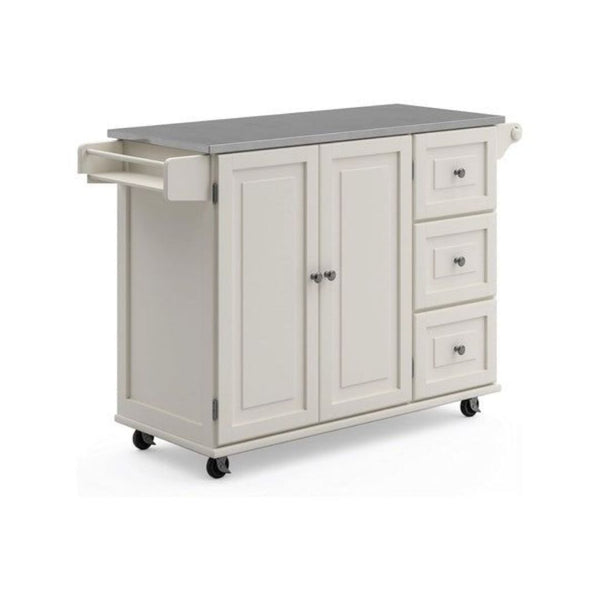 Rolling Kitchen Island Cart with Stainless Steel Top
