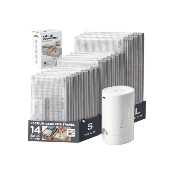 14 Rechargeable Vacuum Storage Bags with Electric Pump