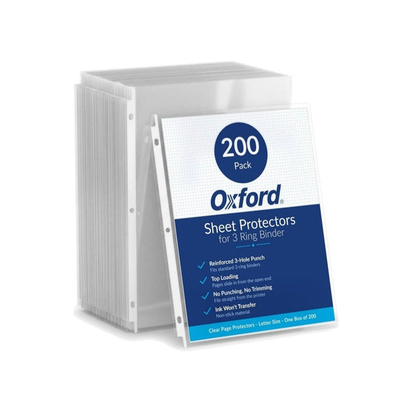 200-Pack Oxford Sheet Protectors for 3 Ring Binder