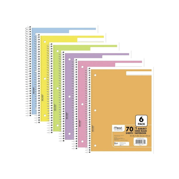 6-Pack Mead Spiral Notebook