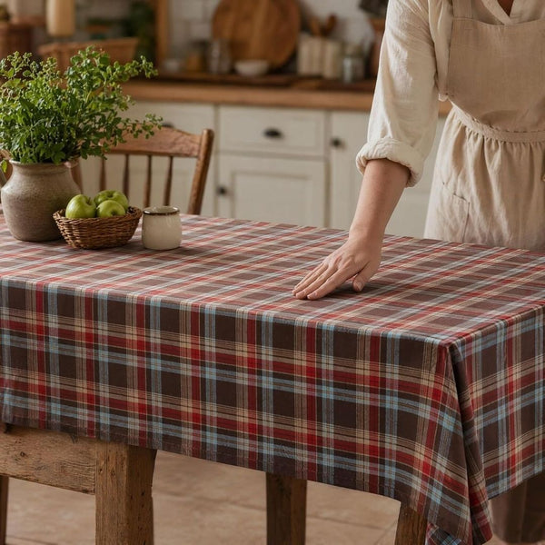 55x70 Inch Plaid Rectangle Woven Table Cover