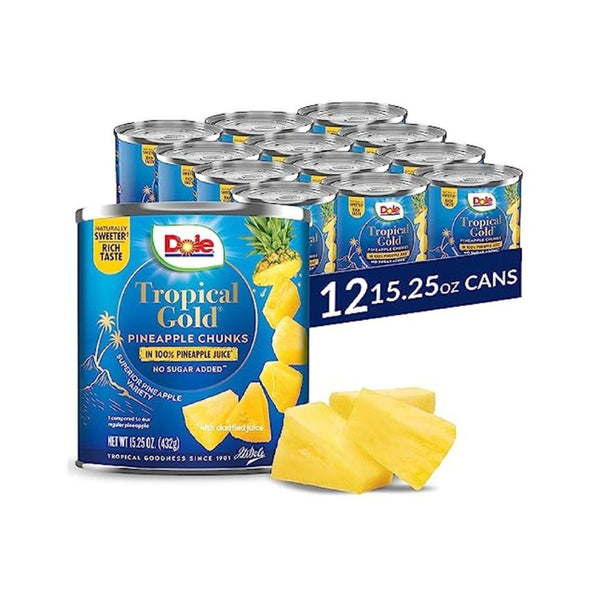 12 Count Dole Pineapple Chunks in 100% Juice (OU)