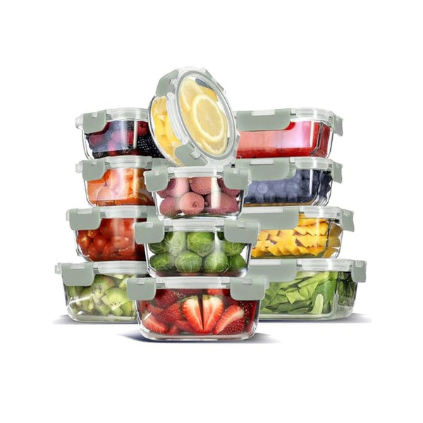 24 Piece Glass Food Storage Containers with Lids