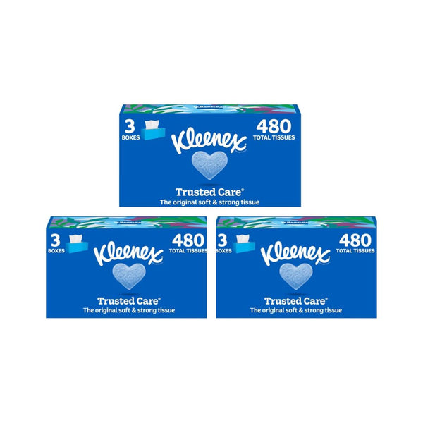 9 Flat Boxes Kleenex Trusted Care Facial Tissues