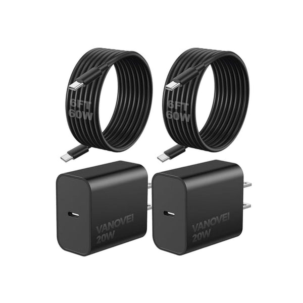 2 Pack 20W USB C Fast Charger with Cables