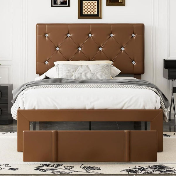 VECELO Twin Size Bed Frame with Storage Drawers