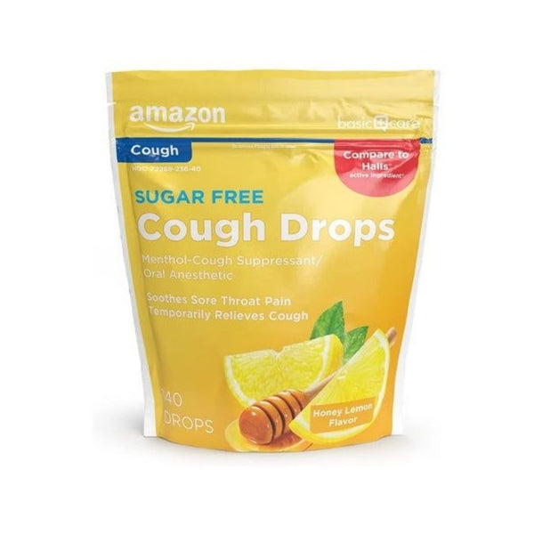 140 Amazon Basic Care Sugar Free Honey Lemon Cough Drops