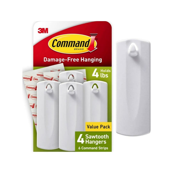 Command 4 lb Sawtooth Hangers, 4 Hangers, 8 Strips
