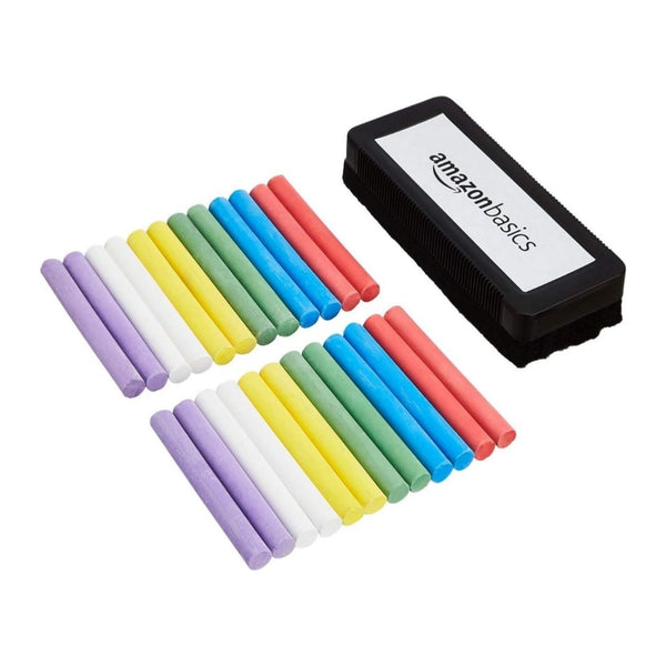 24-Count Amazon Basics Dustless Colored Chalk with Eraser