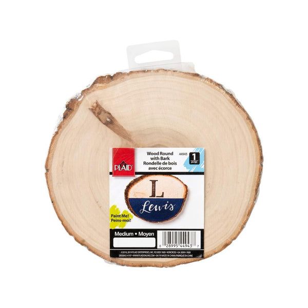 Plaid Round with Bark Wood Surfaces