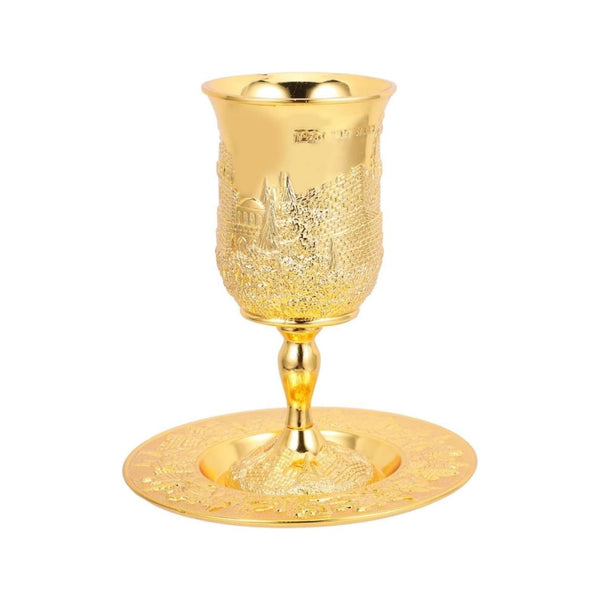 Kiddush Cup with Saucer Judaica Shabbos Wine Cup Set