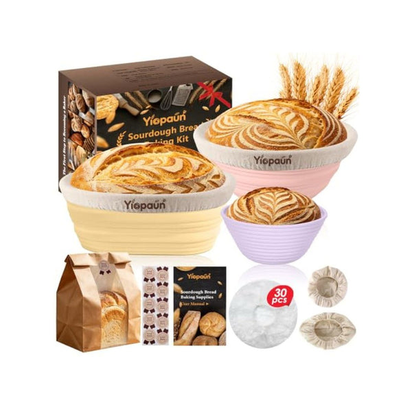 3 Pack Banneton Bread Proofing Baskets with Liners
