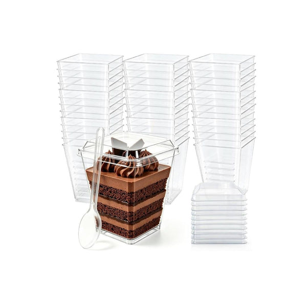 50-Pack 5 oz Clear Dessert Cups with Lids & Spoons