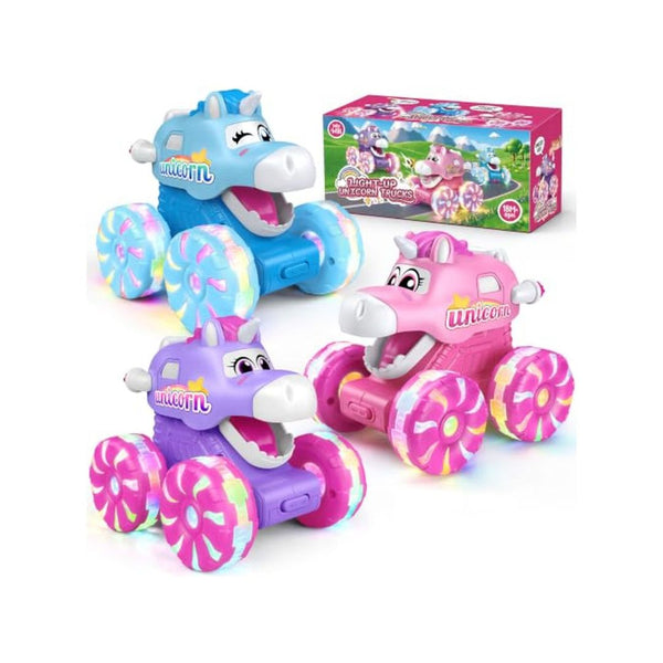 3 Pack Unicorn Monster Trucks Press and Go Toy