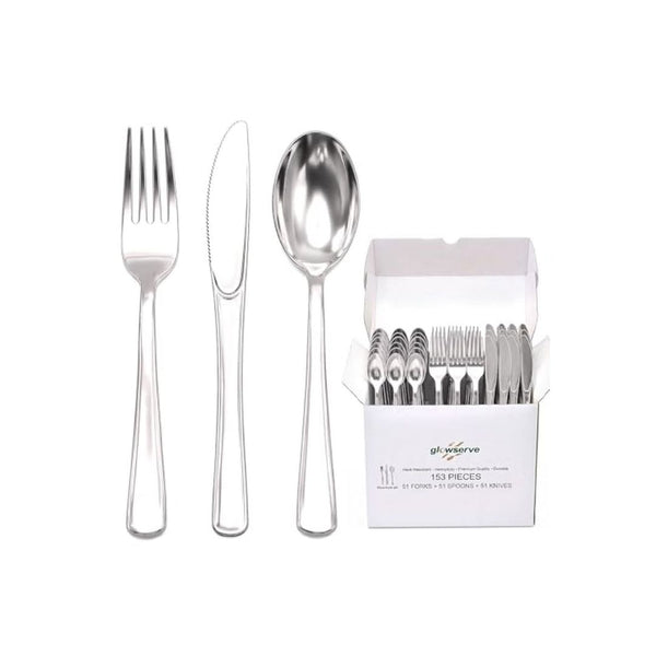153 Pack Disposable Plastic Silverware Cutlery Set