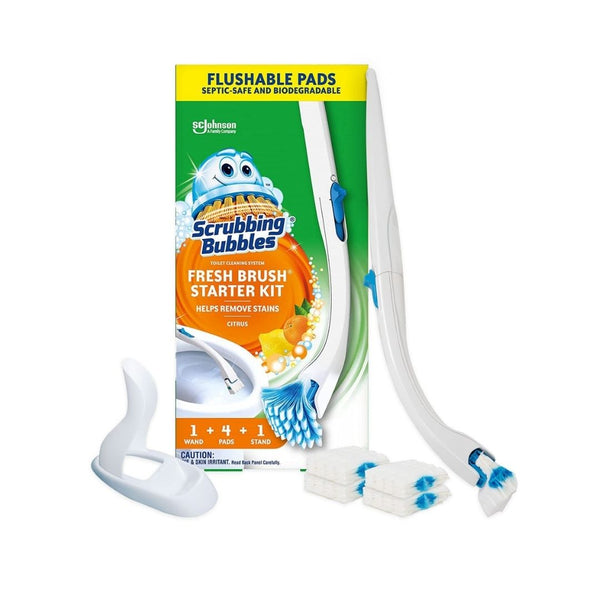Scrubbing Bubbles Fresh Brush Toilet Bowl Cleaner Kit with Flushable Pads