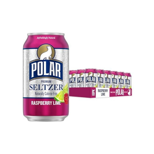 18 Pack Of Polar Seltzer Water Raspberry Lime