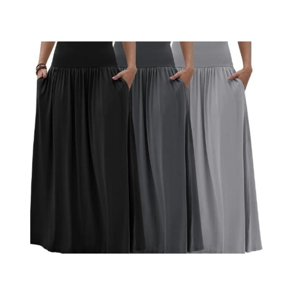 3 Pack Women's Long Maxi Skirts (Many Options)