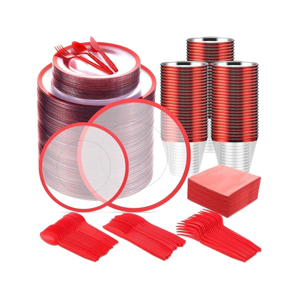 600 Pcs Disposable Plastic Dinnerware Set