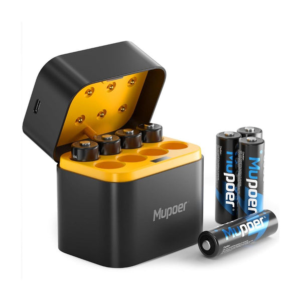 8 Pack Of Rechargeable 1.5V AA Lithium Batteries With USB-C Charging Case