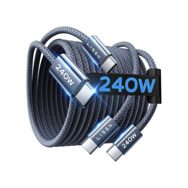 2 Lisen 6.6ft 240W USB-C Fast Charging Cables