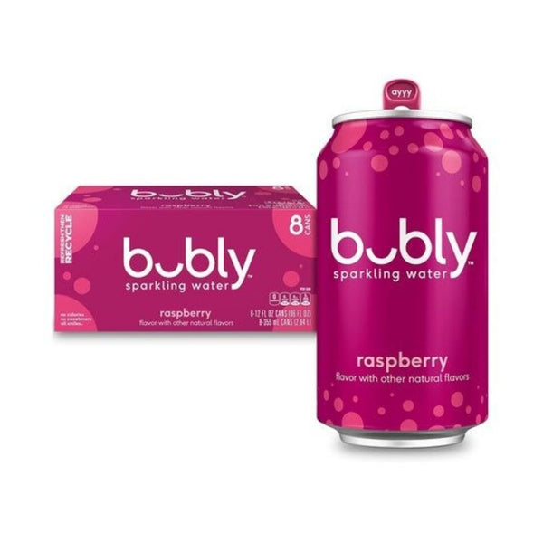 8 Cans Bubly Raspberry Sparkling Water