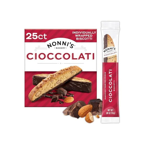 25 Count Nonni's Dark Chocolate Almond Biscotti Cookies (OU-D)