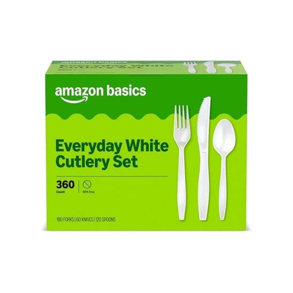 360-Piece Disposable White Assorted Cutlery Set