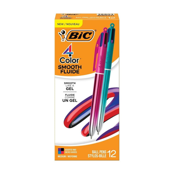 12-Count BIC 4-Color Retractable Ballpoint Pens