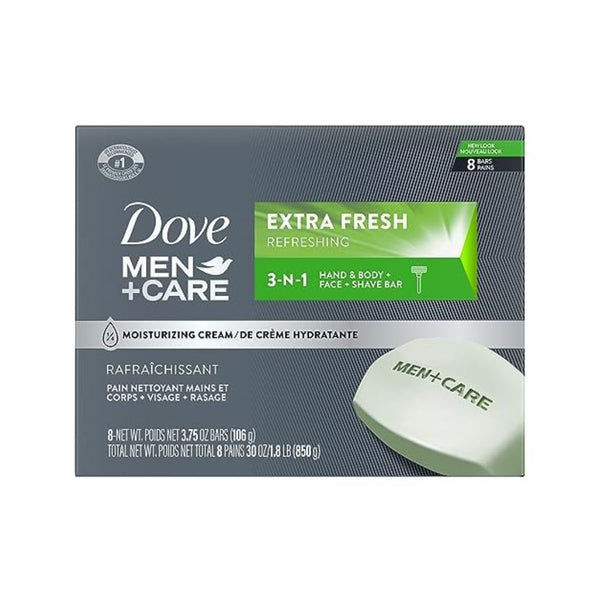 8 Pack Of Dove Men+Care 3 In 1 Cleanser Bars