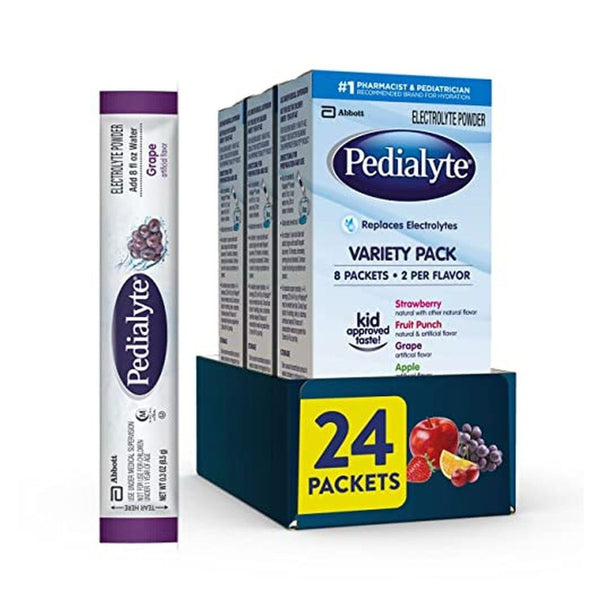 24 Pedialyte Electrolyte Powder Packets Variety Pack (OU)