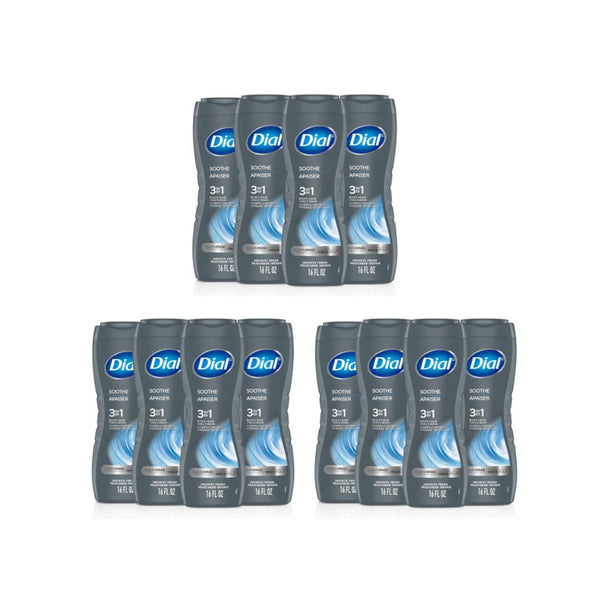 12 Bottles of Dial Men 3 in 1 Body, Hair and Face Wash