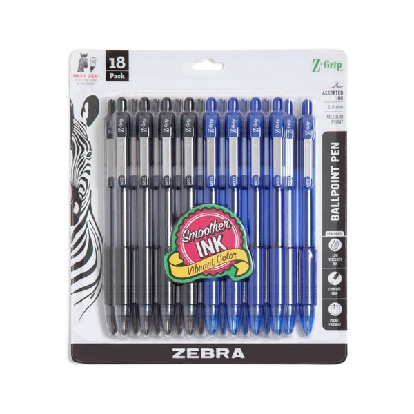 18 Zebra Pen Z-Grip Retractable Ballpoint Pen