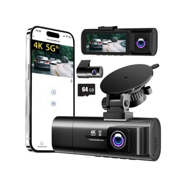 3-Channel 4K Dash Cam With 64GB Card