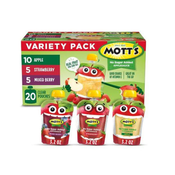 20 Mott's No Sugar Added Applesauce Variety Pack