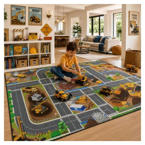5x7 Construction Vehicles Kids Playroom Rug