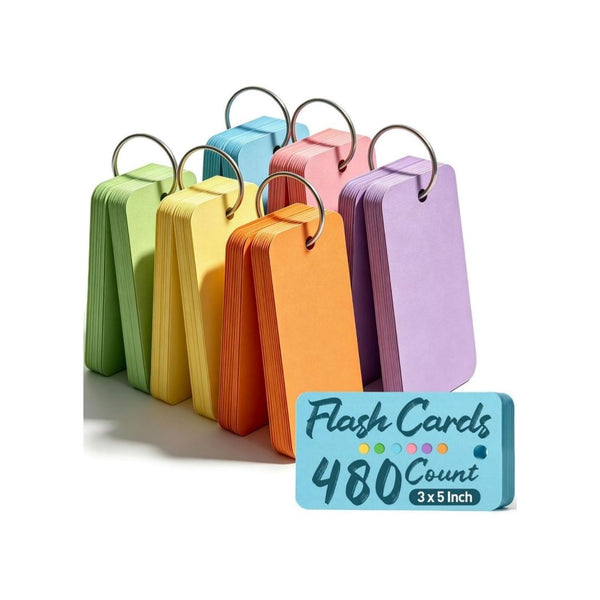 480-PCS Index Cards with Ring