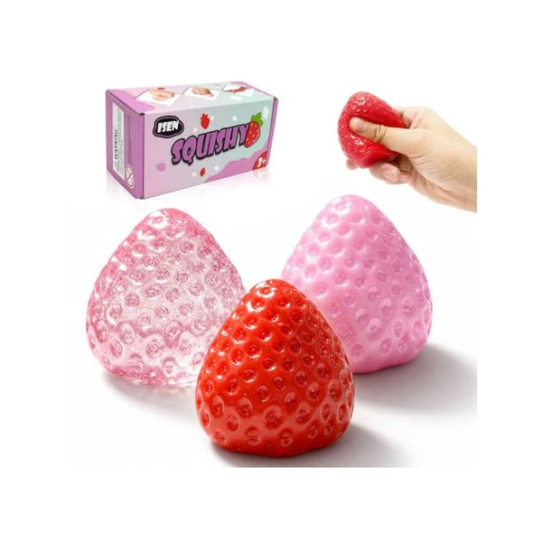 3 Pack Kawaii Strawberry Squishy Stress Relief Toys
