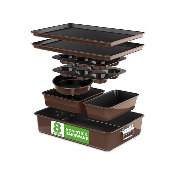 8-Piece NutriChef Nonstick Stackable Bakeware Set